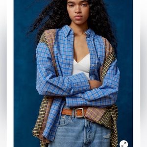 BDG Blue Plaid Button-Up Shirt